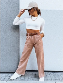 Dámské kalhoty s širokými nohavicemi EMERALD camel FashionStreet UY1692