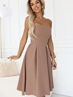 641-2 VIVIENNE korzetové rozšířené midi šaty pro zvláštní příležitosti - béžové