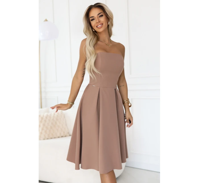 rozšířené midi šaty pro  béžové model 21750861 - numoco