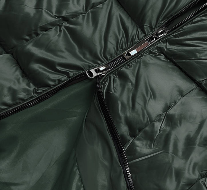 Tmavě zelená metalická dámská zimní bunda (B8073-10)