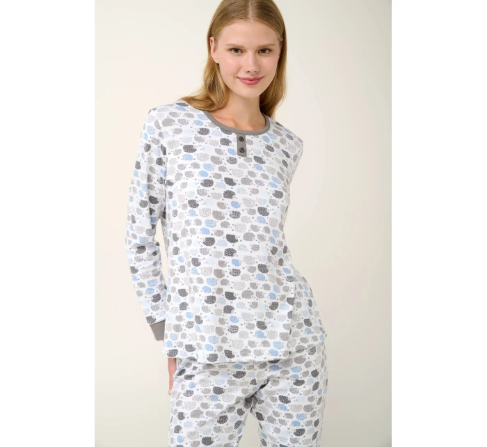 Bavlněné dámské pyžamo s manžetami model 20617784 - Vamp Bavlněné dámské pyžamo s manžetami model 20617784 - Vamp