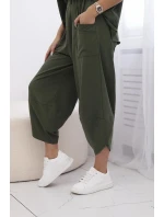 Bavlněný komplet halenka + kalhoty světlá khaki