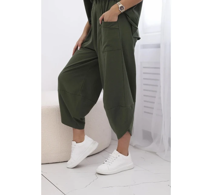 Bavlněný komplet halenka + kalhoty světlá khaki