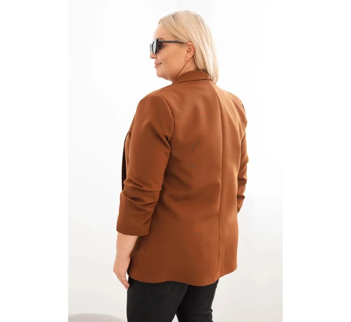 Dámská saka Plus Size bez zapínání s podšívkou model 21468642 hnědá - K-Fashion