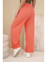 Kalhoty mušelínové s širokým nohavicí malinové