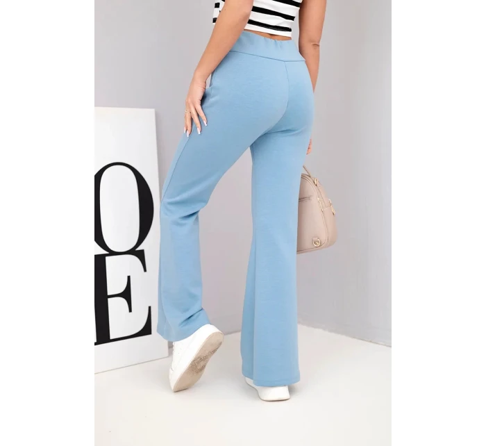 Dámské kalhoty máslíčko s rozšiřující nohavicí jeansové modrá Dámské kalhoty máslíčko s rozšiřující nohavicí jeansové modrá