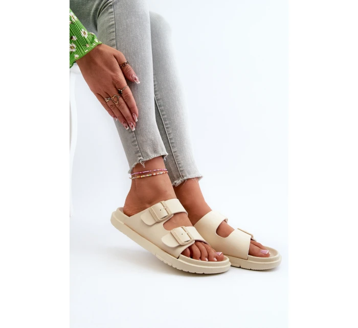 Lehké Pěnové Dámské Žabky S Big Star Béžové model 21660703 - Big Star Shoes Lehké Pěnové Dámské Žabky S Big Star Béžové model 21660703 - Big Star Shoes