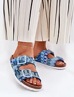 Dámské Pantofle S Přezkami A Leskem S.Barski RB51-006 Modré