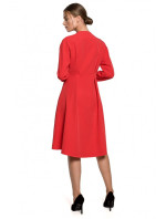 Asymetrické vypasované šaty S280 červené - Stylove