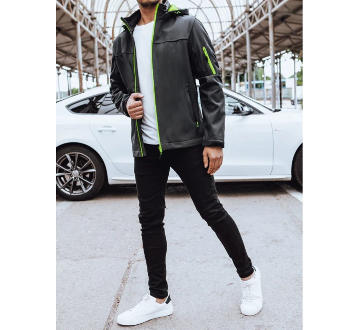 Pánská softshellová bunda s kapucí tmavě šedá FashionStreet TX4472