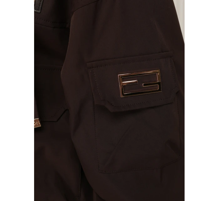 Dámská přechodná bunda s kapucí a kapsami hnědá FashionStreet TY5637