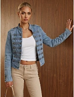 Kurtka damska jeansowa Napoleonka niebieska FashionStreet TY6045
