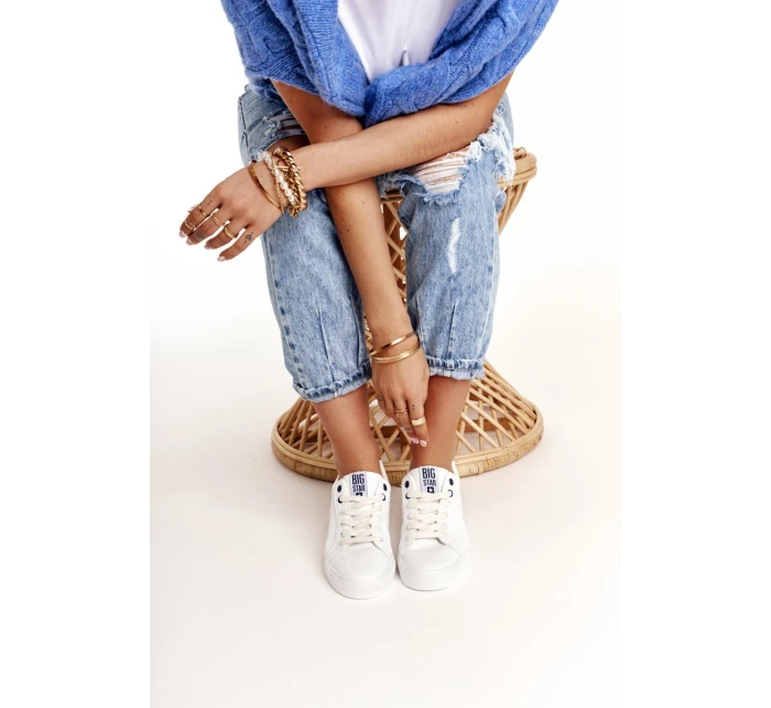 Dámské Kožené Tenisky BIG STAR BB274211 Bile Modre Dámské Kožené Tenisky BIG STAR BB274211 Bile Modre