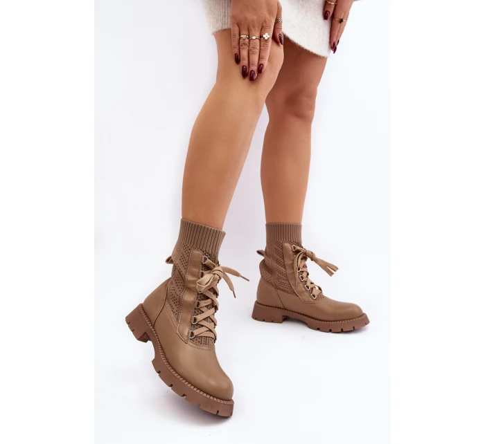 Dámské botky se šňůrkou a světle béžovou podkolenkou Gentiana