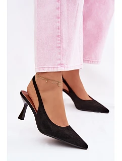 Dámské sandály na jehlovém podpatku z imitace semiše Černé Saria