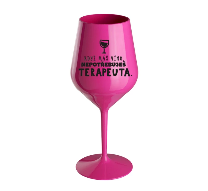 růžová nerozbitná sklenice na víno 470 ml model 21865040 - Giftela