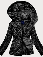 Černá prošívaná dámská bunda s kapucí (LY-01)