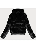 Černá krátká kožešinová bunda s límcem model 21247787 - J.STYLE Černá krátká kožešinová bunda s límcem model 21247787 - J.STYLE