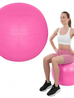 GYMNASTICKÝ FITNESS MÍČ 75 CM PROTI PRASKNUTÍ RŮŽOVÝ
