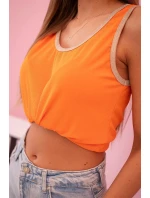 Dámská halenka na ramínka s ozdobným lemem tmavě oranžová Dámská halenka na ramínka s ozdobným lemem tmavě oranžová