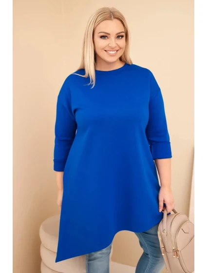 Dámská model 21808689 Plus Size z viskózy s volným střihem a dlouhým rukávem chabrová - K-Fashion