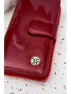 Lakovaná dámská peněženka se zlatým detailem Evlinne – červená