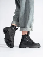 Moderní dámské kotníčkové boty černé platforma Moderní dámské kotníčkové boty černé platforma