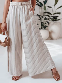 Dámské široké kalhoty s páskem beige model 21988976 - Dstreet