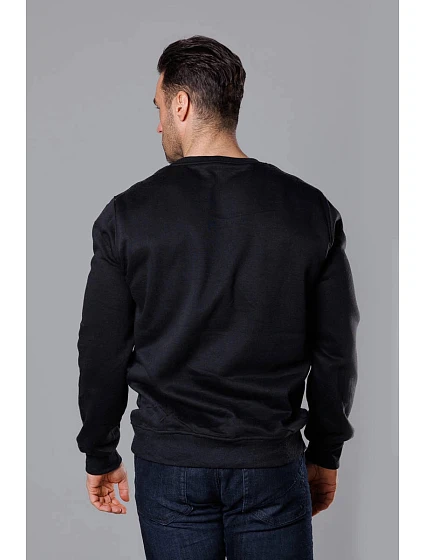 Černá pánská mikina s kulatým výstřihem model 18258852 - J.STYLE Černá pánská mikina s kulatým výstřihem model 18258852 - J.STYLE