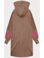 Béžový teplákový přehoz přes oblečení se rukávy model 19742950 - MADE IN ITALY Béžový teplákový přehoz přes oblečení se rukávy model 19742950 - MADE IN ITALY