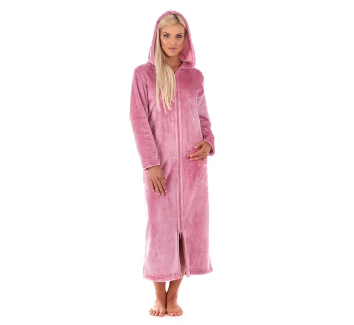 Dámský župan Siena s kapucí na zip 3656 starorůžová - Vestis