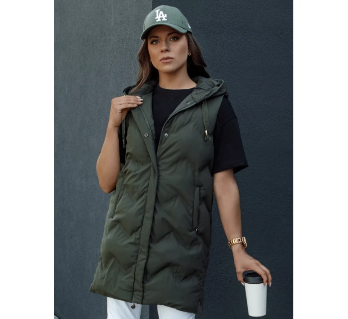 Dámská prošívaná vesta s kapucí zelená Dstreet model 21979838 - FashionStreet