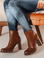 Dámské kozačky CHICMOVE na podpatku velbloudí barvy FashionStreet ZY0577
