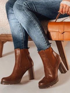 Dámské kozačky CHICMOVE na podpatku velbloudí barvy FashionStreet ZY0577