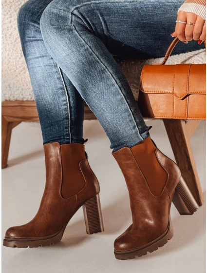 Dámské kozačky CHICMOVE na podpatku velbloudí barvy FashionStreet ZY0577