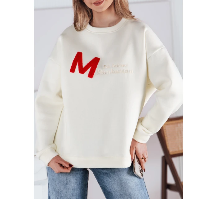 Dámská mikina oversize AVENUE ecru FashionStreet BY1353 Dámská mikina oversize AVENUE ecru FashionStreet BY1353