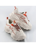 Béžovo-oranžové dámské sportovní boty s vysokou podrážkou (RA15)