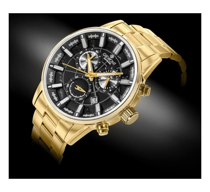 Pánské hodinky Giewont Chronograph Sapphire Gold Black GW4580-B4 Pánské hodinky Giewont Chronograph Sapphire Gold Black GW4580-B4