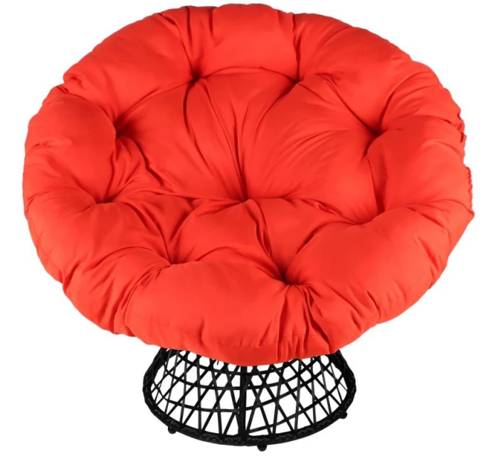 ZAHRADNÍ KŘESLO OTOČNÉ O 360 STUPŇŮ S ČERVENÝM POLŠTÁŘEM
