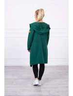 Dlouhý kabát s kapucí tmavě zelený