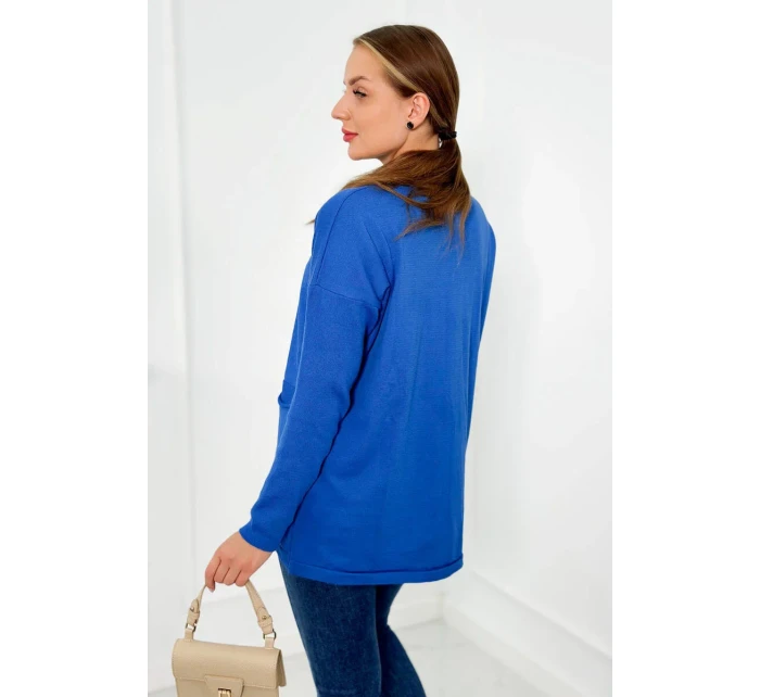 Svetr s předními kapsami chrpově modrá
