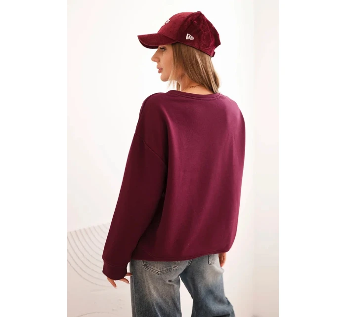 Dámská bavlněná mikina s potiskem kočky a nápisem švestková