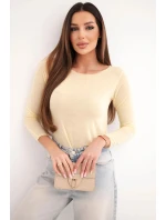 Dámská svetr z model 21937964 s kulatým výstřihem a dlouhým rukávem žlutá - K-Fashion