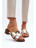 Zazoo 40236 Kožené dámské klínky na nízkém podpatku zlaté