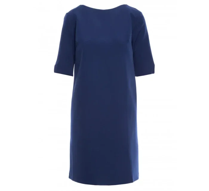 S113 Minimalistické šaty s výstřihem do V na zádech - tmavě modré