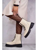 Dámské kožené boty Workers Světle béžové Denila Dámské kožené boty Workers Světle béžové Denila