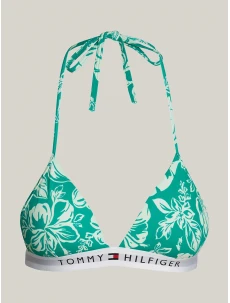 Dámská plavková podprsenka UW0UW05367 0IE zelená se vzorem - Tommy Hilfiger