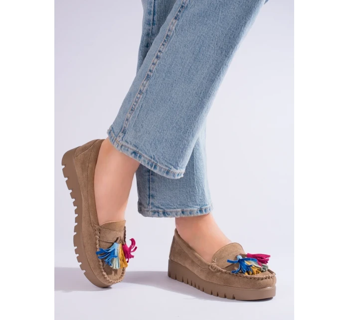 Exkluzívní hnědé mokasíny dámské Exkluzívní hnědé mokasíny dámské