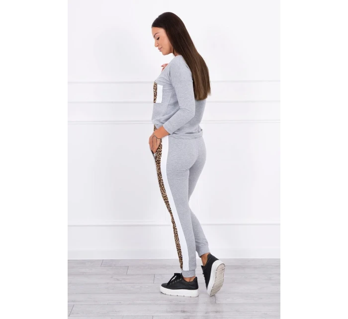 Sada s leopardím potiskem šedá Sada s leopardím potiskem šedá