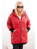 Dámská bunda Plus Size prošívaná s kapucí červená